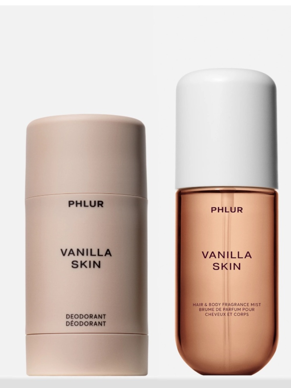 Phlur Vanilla Skin Hair Body Fragrance Mist Spray 8.1 oz/Deodorant Bundle